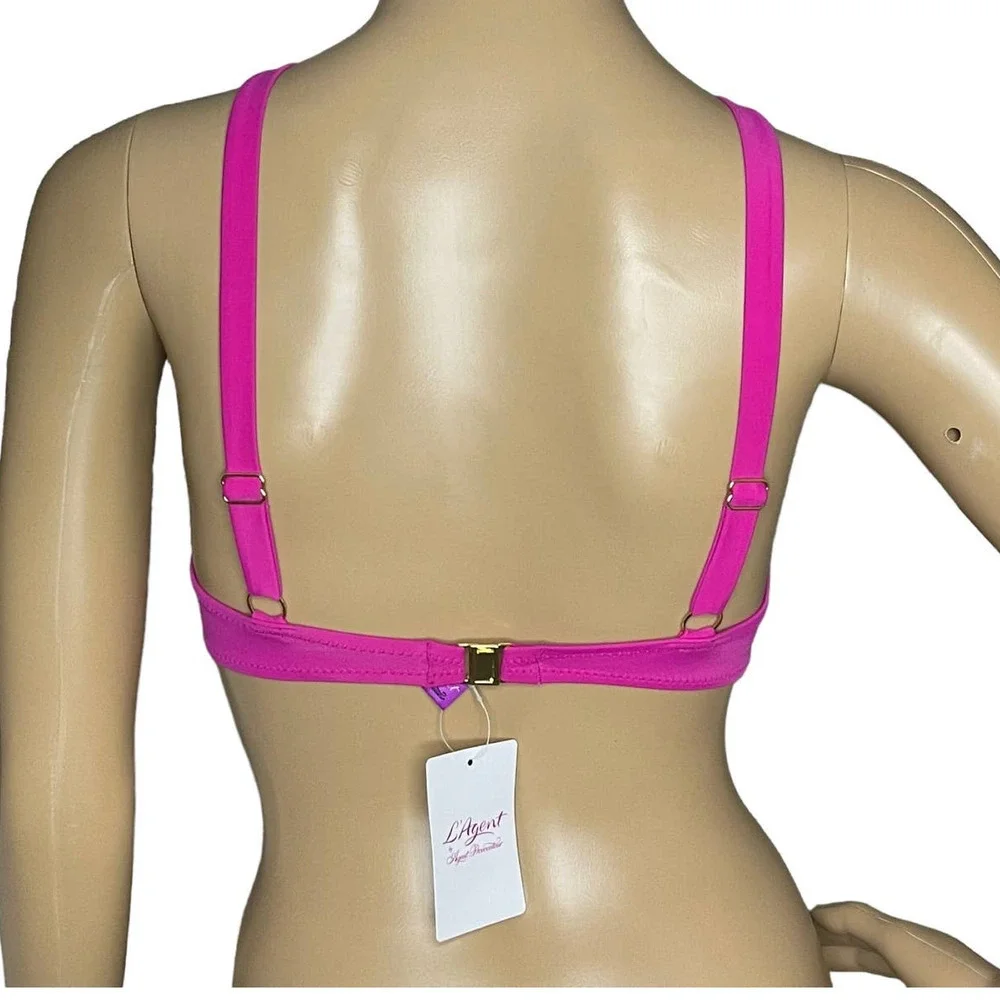 L'Agent by Agent Procovateur Women's Adrina Criss Cross Halter Bikini Top Pink S